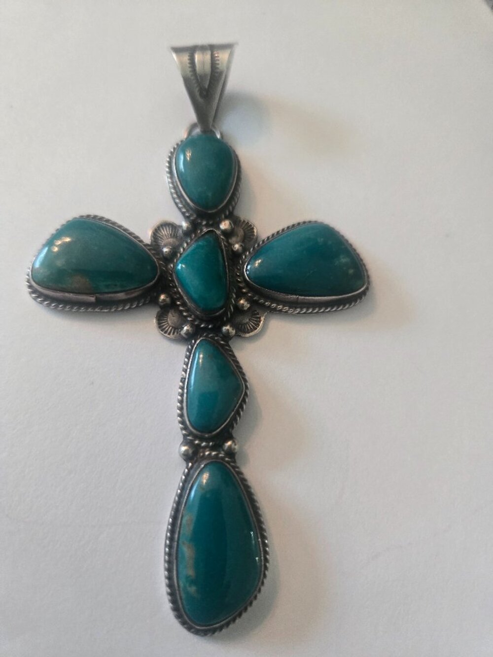 Beautiful Vintage Running Bull Turquoise Cross